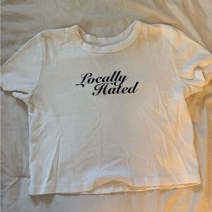 NWOT Pacsun White Graphic Tee 'Locally Hated' Print Size M